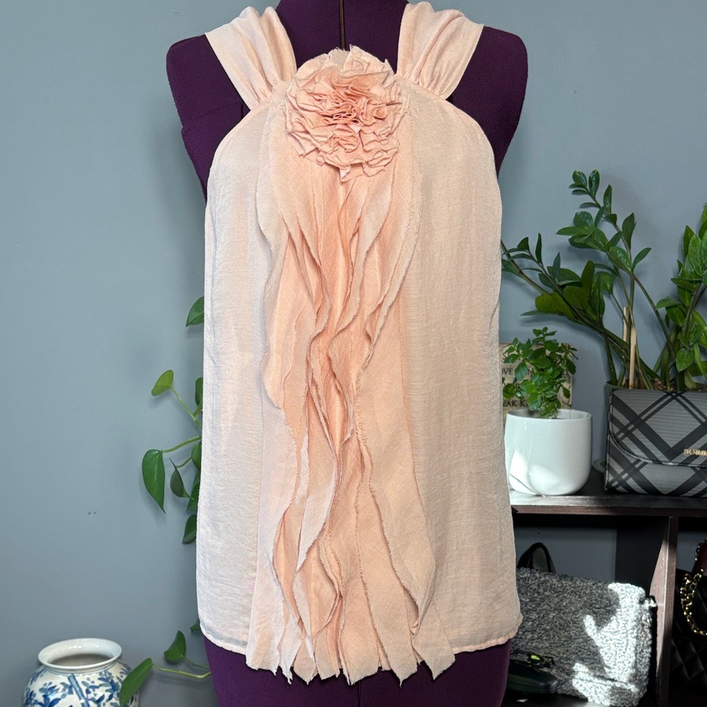 LOFT Soft Pink Floral Accent Blouse
